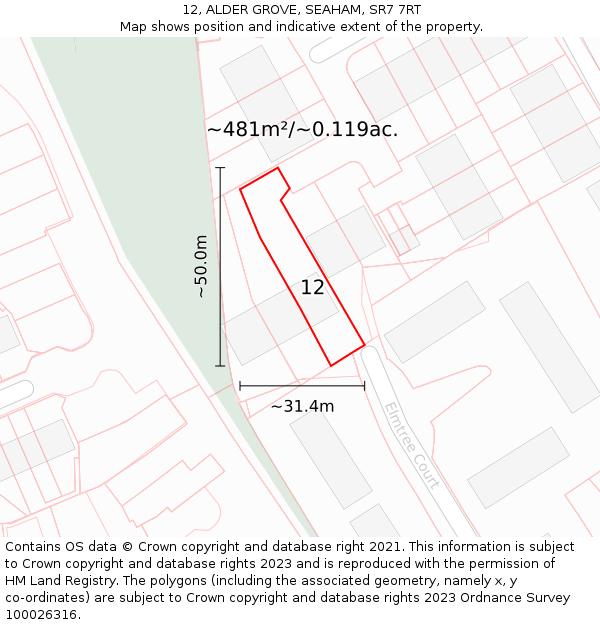 12, ALDER GROVE, SEAHAM, SR7 7RT: Plot and title map