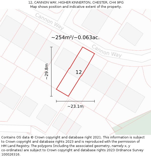 12, CANNON WAY, HIGHER KINNERTON, CHESTER, CH4 9PG: Plot and title map