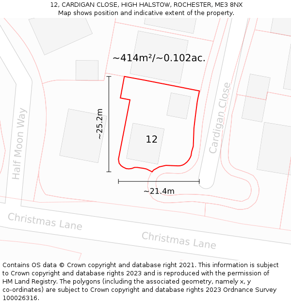 12, CARDIGAN CLOSE, HIGH HALSTOW, ROCHESTER, ME3 8NX: Plot and title map