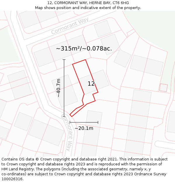 12, CORMORANT WAY, HERNE BAY, CT6 6HG: Plot and title map