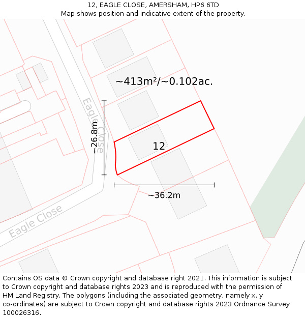 12, EAGLE CLOSE, AMERSHAM, HP6 6TD: Plot and title map