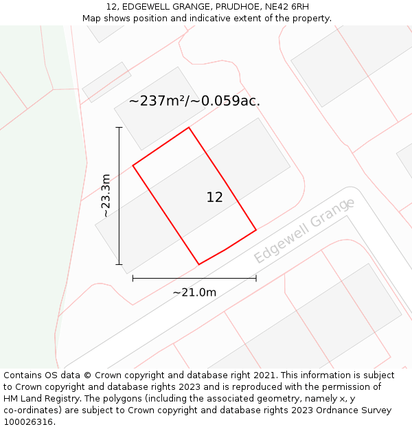 12, EDGEWELL GRANGE, PRUDHOE, NE42 6RH: Plot and title map