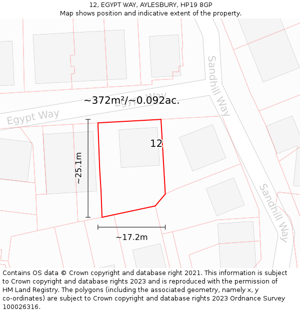 12, EGYPT WAY, AYLESBURY, HP19 8GP: Plot and title map