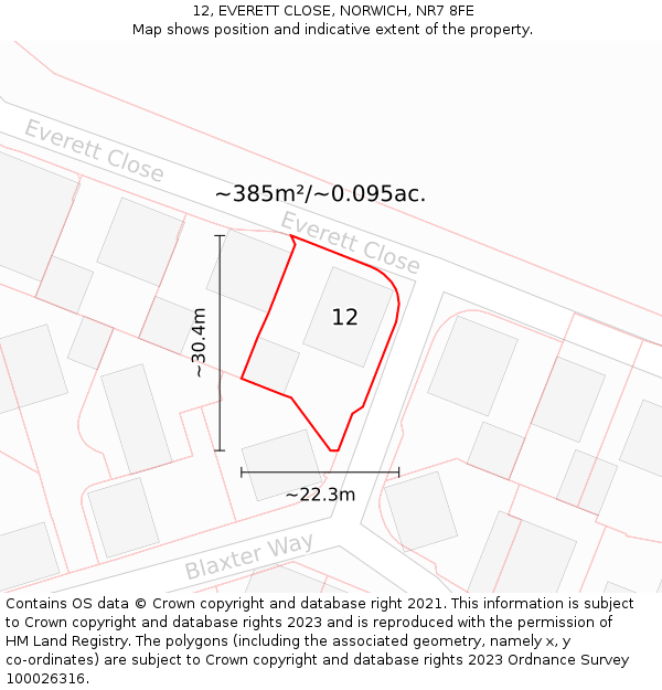 12, EVERETT CLOSE, NORWICH, NR7 8FE: Plot and title map