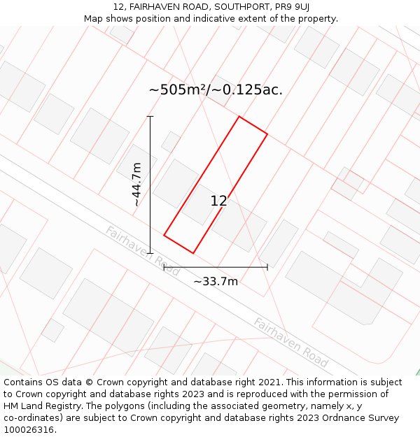 12, FAIRHAVEN ROAD, SOUTHPORT, PR9 9UJ: Plot and title map