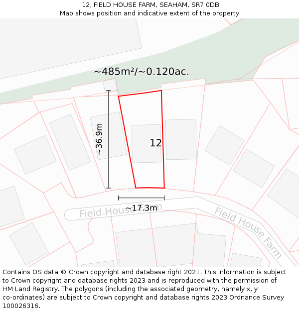 12, FIELD HOUSE FARM, SEAHAM, SR7 0DB: Plot and title map