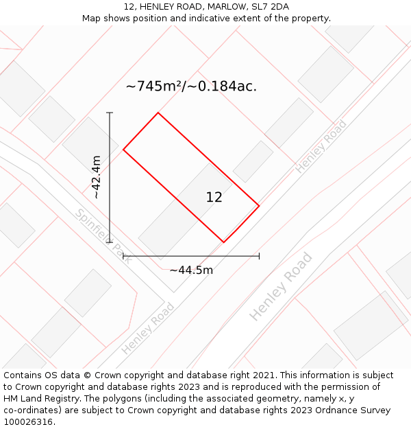 12, HENLEY ROAD, MARLOW, SL7 2DA: Plot and title map