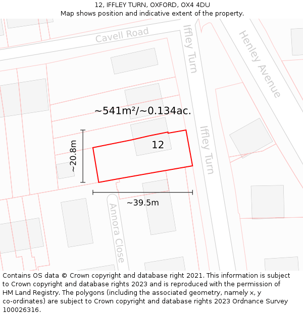 12, IFFLEY TURN, OXFORD, OX4 4DU: Plot and title map