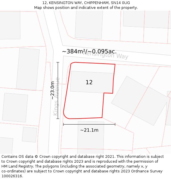 12, KENSINGTON WAY, CHIPPENHAM, SN14 0UG: Plot and title map