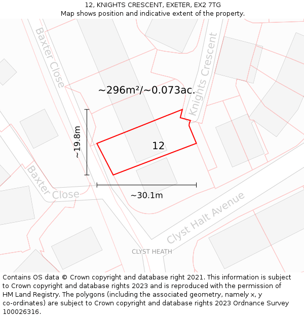 12, KNIGHTS CRESCENT, EXETER, EX2 7TG: Plot and title map