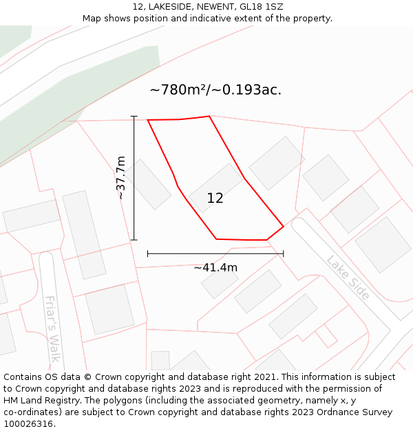 12, LAKESIDE, NEWENT, GL18 1SZ: Plot and title map