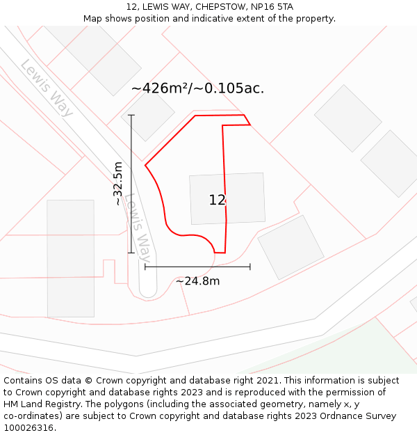 12, LEWIS WAY, CHEPSTOW, NP16 5TA: Plot and title map