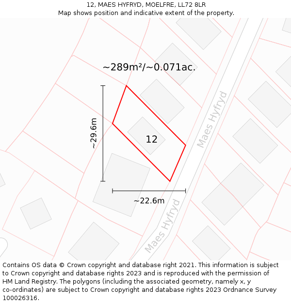 12, MAES HYFRYD, MOELFRE, LL72 8LR: Plot and title map