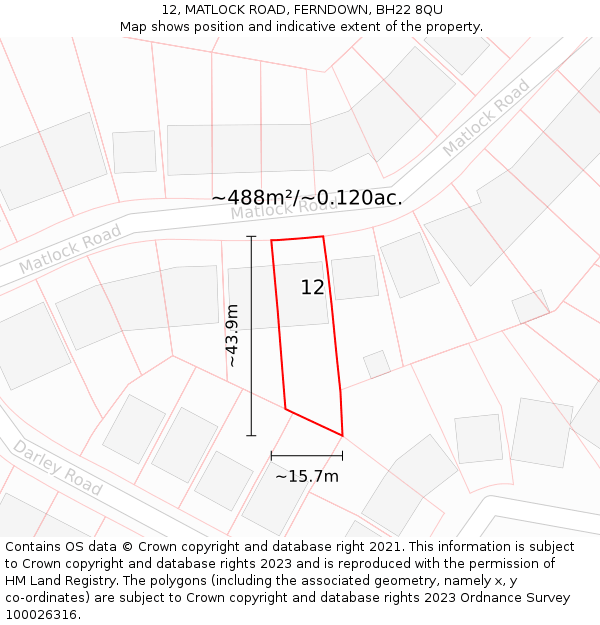 12, MATLOCK ROAD, FERNDOWN, BH22 8QU: Plot and title map