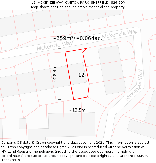 12, MCKENZIE WAY, KIVETON PARK, SHEFFIELD, S26 6QN: Plot and title map