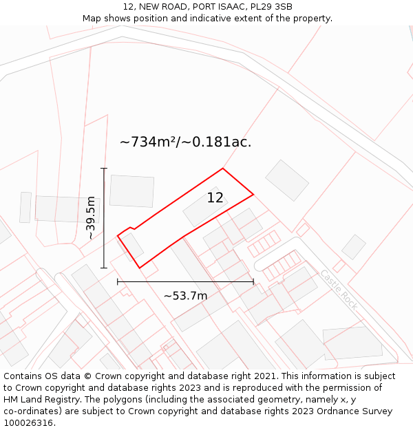 12, NEW ROAD, PORT ISAAC, PL29 3SB: Plot and title map