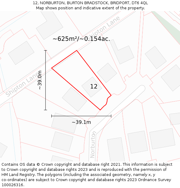 12, NORBURTON, BURTON BRADSTOCK, BRIDPORT, DT6 4QL: Plot and title map