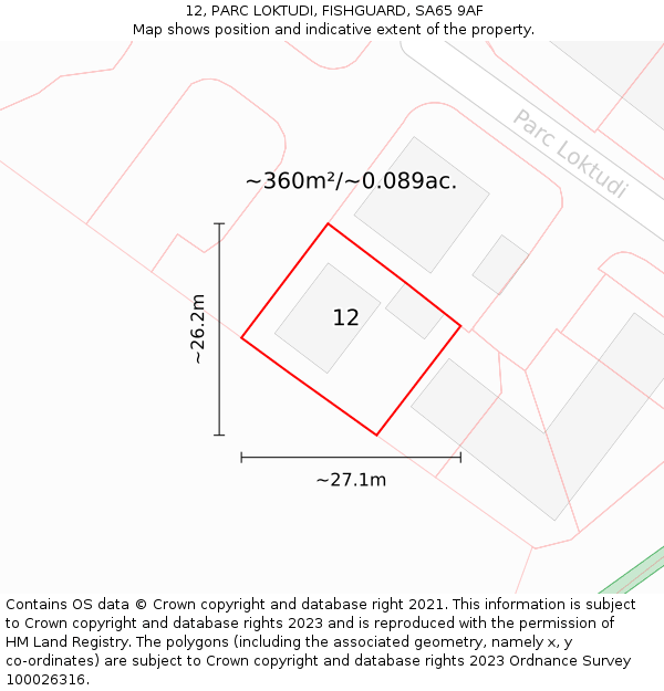 12, PARC LOKTUDI, FISHGUARD, SA65 9AF: Plot and title map