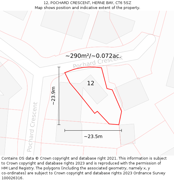 12, POCHARD CRESCENT, HERNE BAY, CT6 5SZ: Plot and title map
