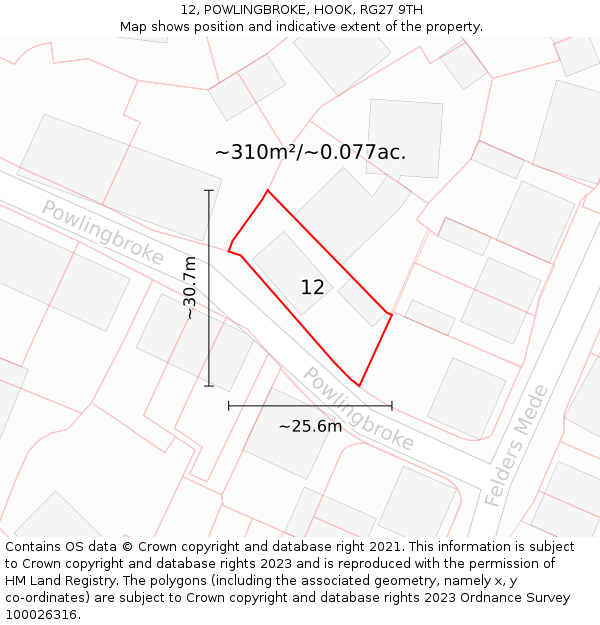 12, POWLINGBROKE, HOOK, RG27 9TH: Plot and title map