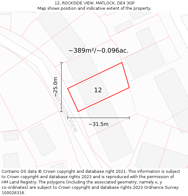 12, ROCKSIDE VIEW, MATLOCK, DE4 3GP: Plot and title map