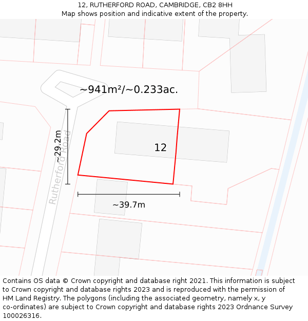 12, RUTHERFORD ROAD, CAMBRIDGE, CB2 8HH: Plot and title map