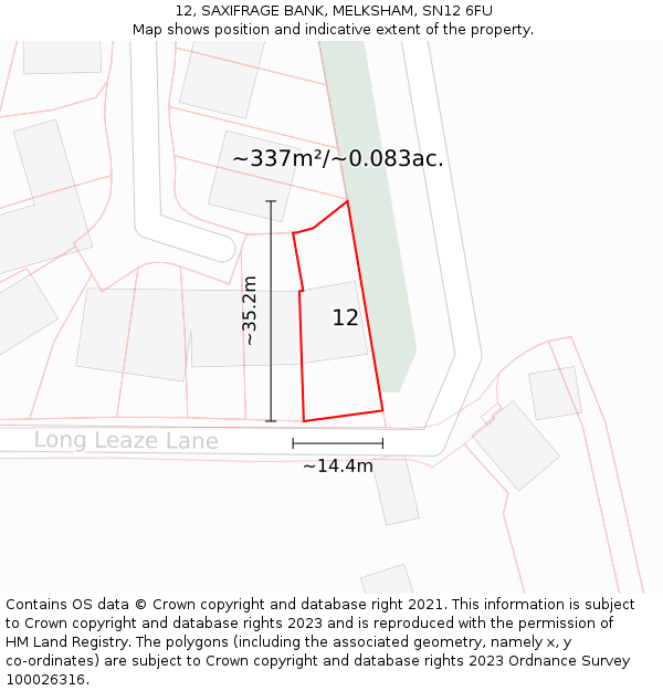 12, SAXIFRAGE BANK, MELKSHAM, SN12 6FU: Plot and title map