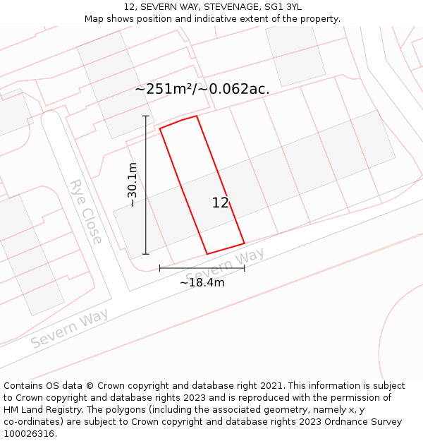 12, SEVERN WAY, STEVENAGE, SG1 3YL: Plot and title map