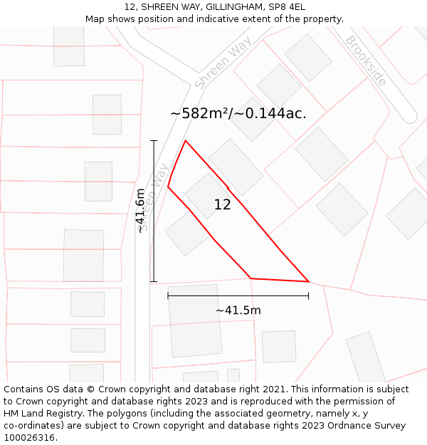 12, SHREEN WAY, GILLINGHAM, SP8 4EL: Plot and title map