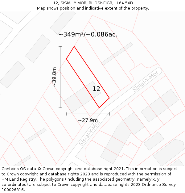 12, SISIAL Y MOR, RHOSNEIGR, LL64 5XB: Plot and title map