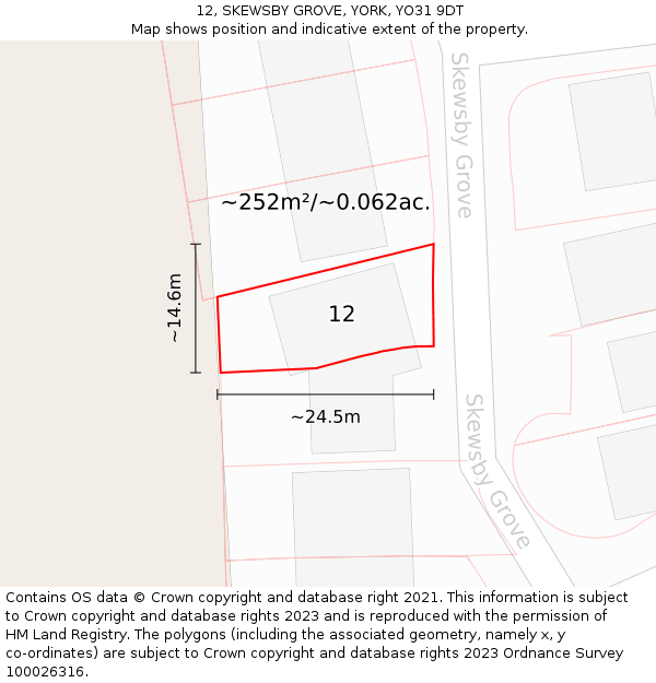 12, SKEWSBY GROVE, YORK, YO31 9DT: Plot and title map