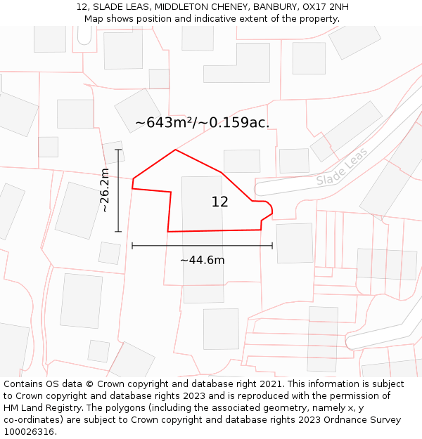 12, SLADE LEAS, MIDDLETON CHENEY, BANBURY, OX17 2NH: Plot and title map