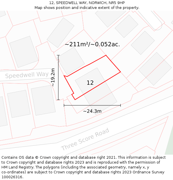 12, SPEEDWELL WAY, NORWICH, NR5 9HP: Plot and title map