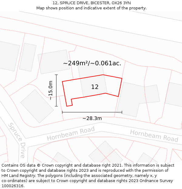12, SPRUCE DRIVE, BICESTER, OX26 3YN: Plot and title map