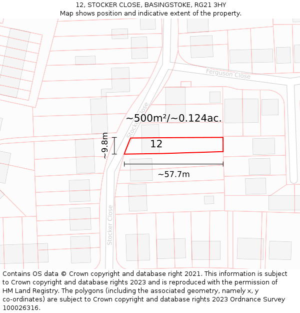 12, STOCKER CLOSE, BASINGSTOKE, RG21 3HY: Plot and title map