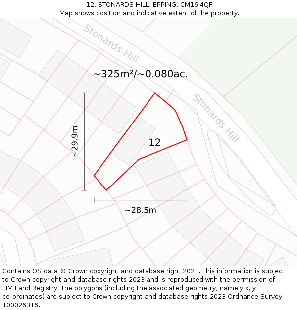 12, STONARDS HILL, EPPING, CM16 4QF: Plot and title map