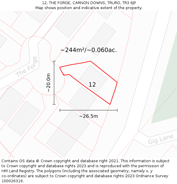 12, THE FORGE, CARNON DOWNS, TRURO, TR3 6JP: Plot and title map