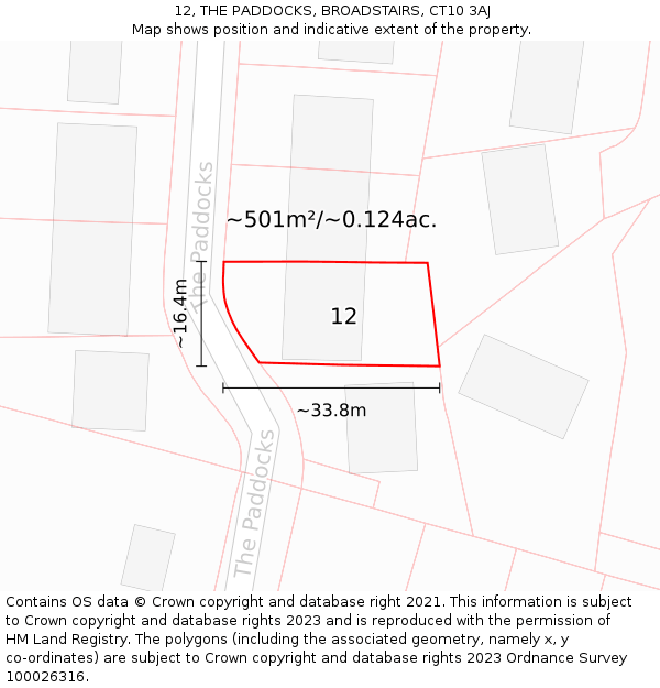 12, THE PADDOCKS, BROADSTAIRS, CT10 3AJ: Plot and title map