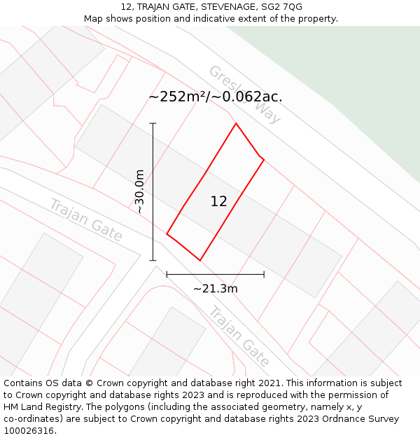 12, TRAJAN GATE, STEVENAGE, SG2 7QG: Plot and title map