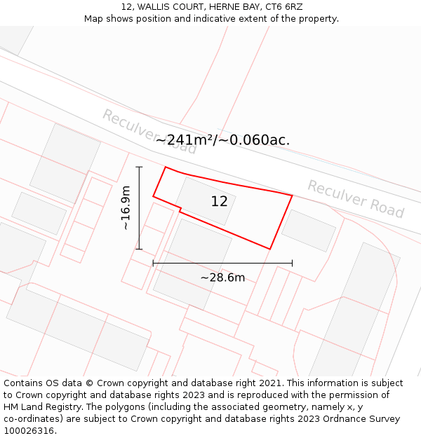 12, WALLIS COURT, HERNE BAY, CT6 6RZ: Plot and title map