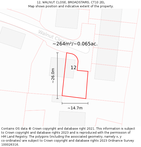 12, WALNUT CLOSE, BROADSTAIRS, CT10 2EL: Plot and title map