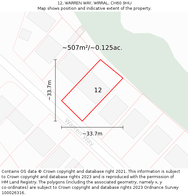 12, WARREN WAY, WIRRAL, CH60 9HU: Plot and title map