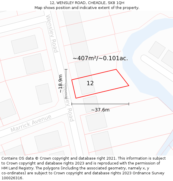 12, WENSLEY ROAD, CHEADLE, SK8 1QH: Plot and title map