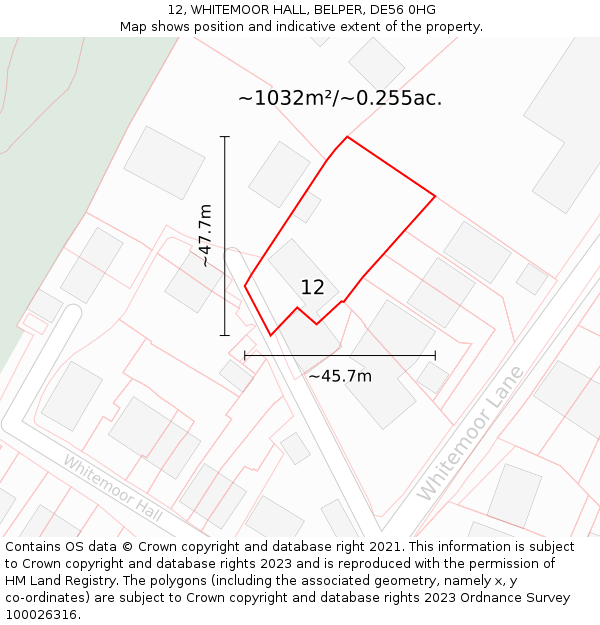 12, WHITEMOOR HALL, BELPER, DE56 0HG: Plot and title map