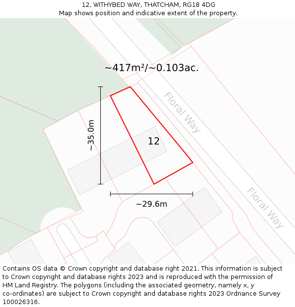 12, WITHYBED WAY, THATCHAM, RG18 4DG: Plot and title map