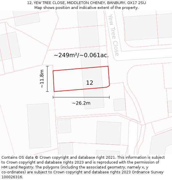 12, YEW TREE CLOSE, MIDDLETON CHENEY, BANBURY, OX17 2SU: Plot and title map