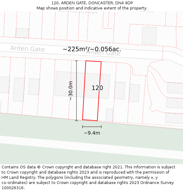 120, ARDEN GATE, DONCASTER, DN4 9DP: Plot and title map