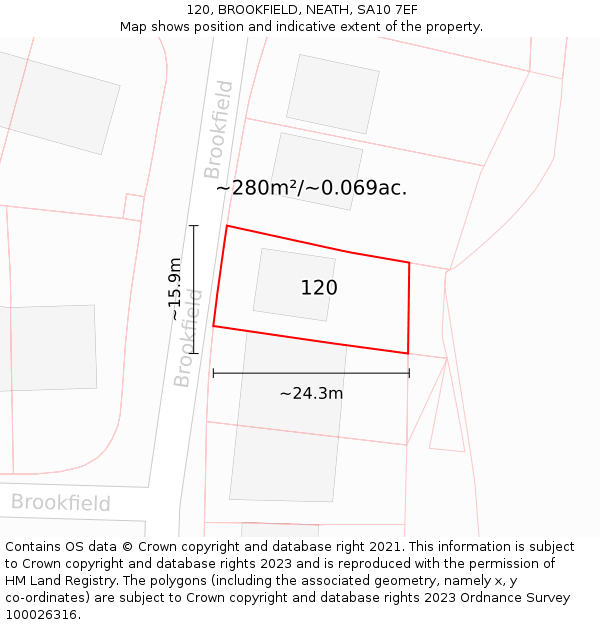 120, BROOKFIELD, NEATH, SA10 7EF: Plot and title map