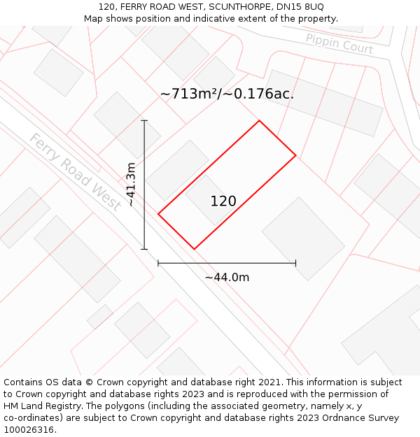 120, FERRY ROAD WEST, SCUNTHORPE, DN15 8UQ: Plot and title map