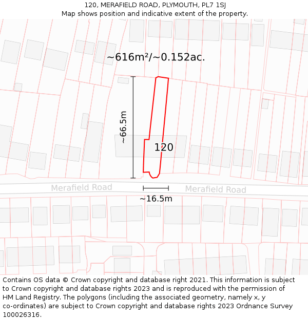 120, MERAFIELD ROAD, PLYMOUTH, PL7 1SJ: Plot and title map